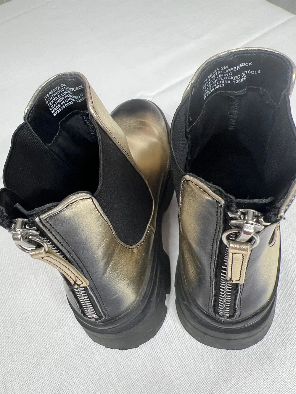 Steve Madden Gold and Black Chelsea Platform Boots for Kids